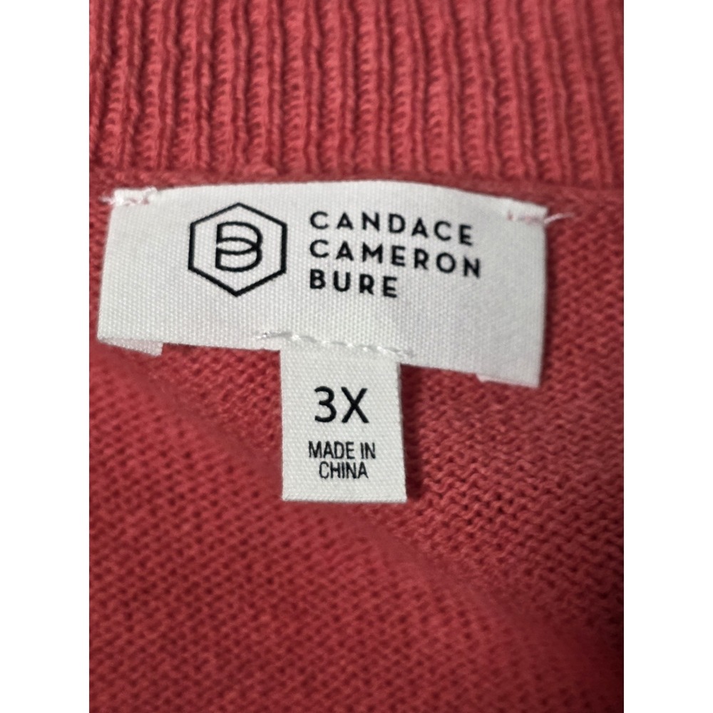 Candace Cameron Bure Cozy Relaxed Short Sleeve Sweater Coral Size 3X - Picture 3 of 8